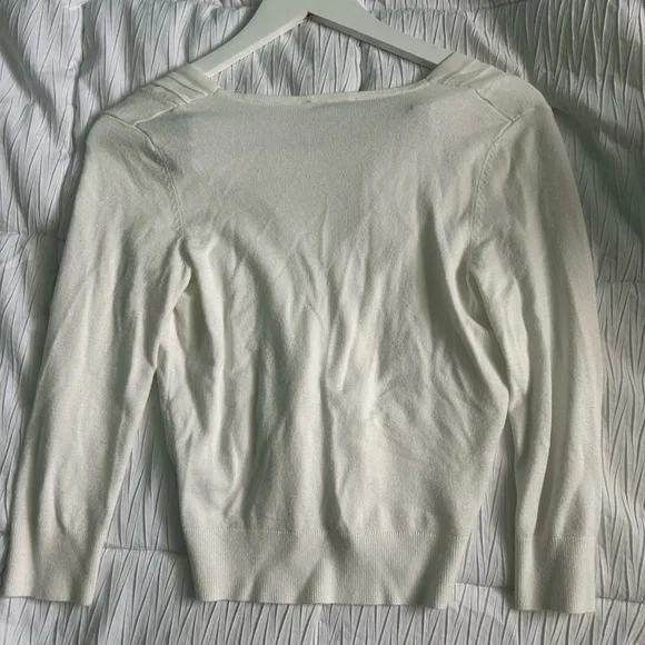 Ricki's White V-Neck Ruffle-Front Sweater - Picture 5 of 5